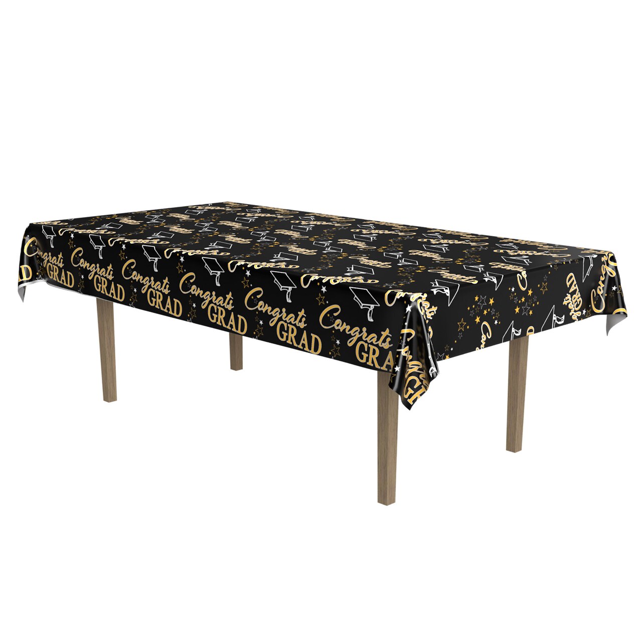 Beistle 54in. x 108in. Metallic Graduation Tablecover - 12 Pack